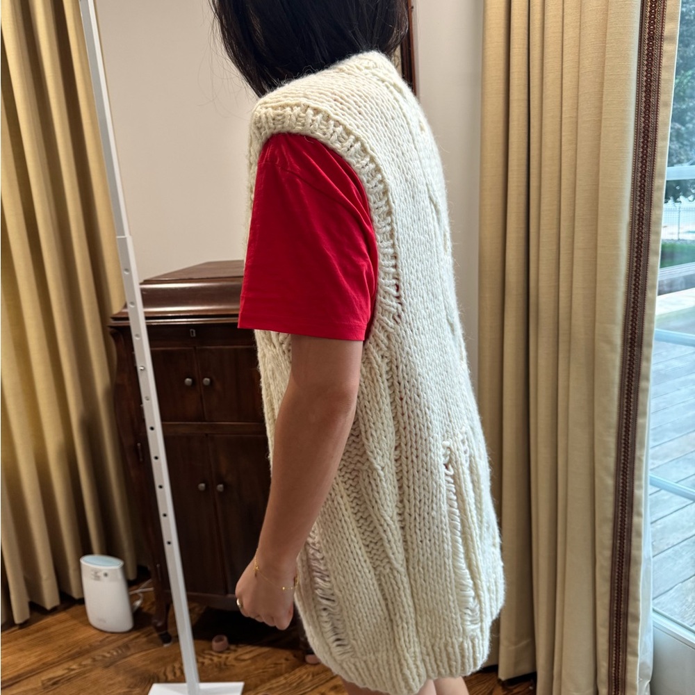 Michael Kors Cream Cable Knit sleeveless Cardigan